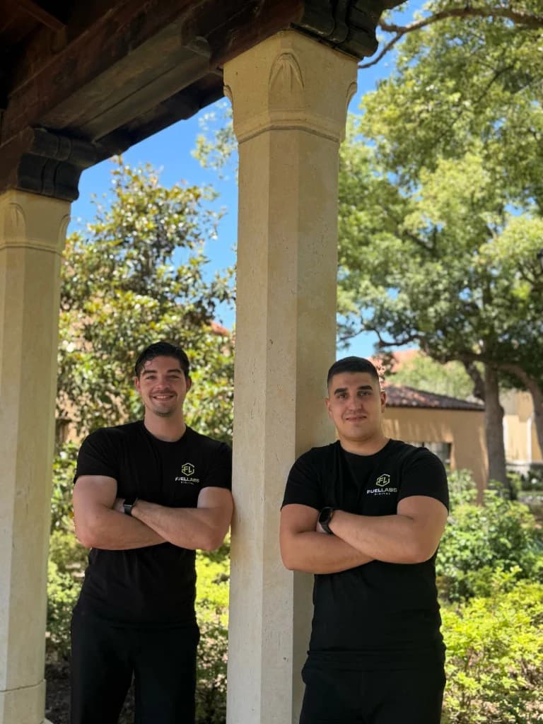 FuelLabs founders standing side by side outdoors