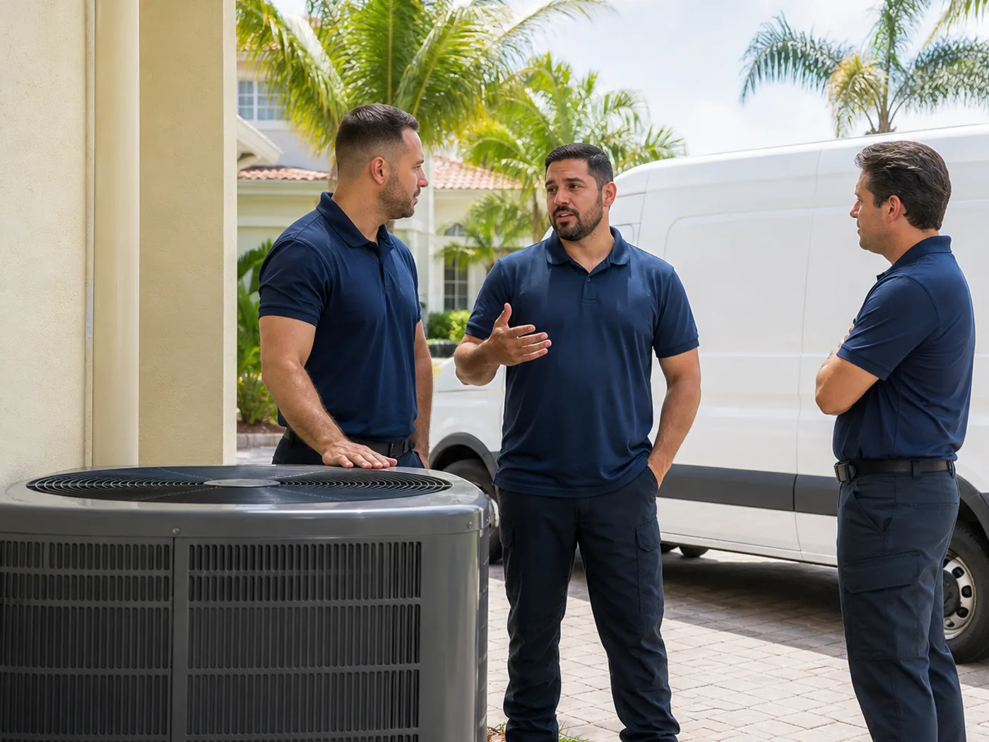 Gulf Coast Comfort service team outside a Gulf Coast home