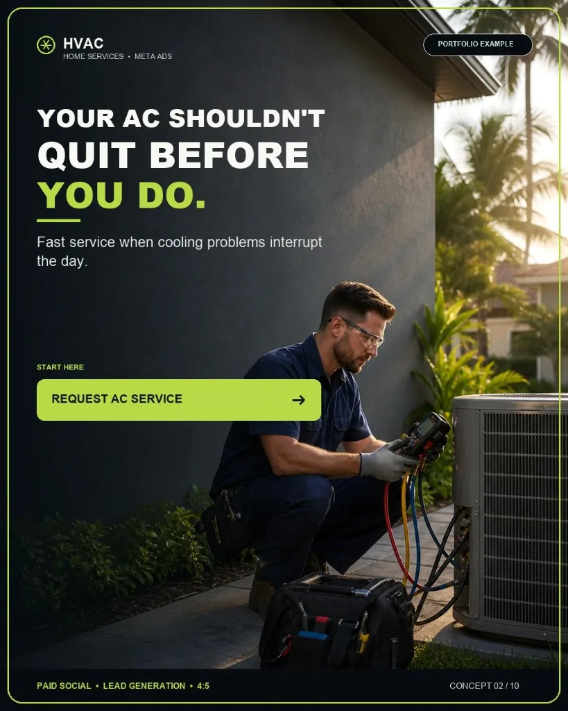 HVAC Meta Ads creative concept promoting AC service