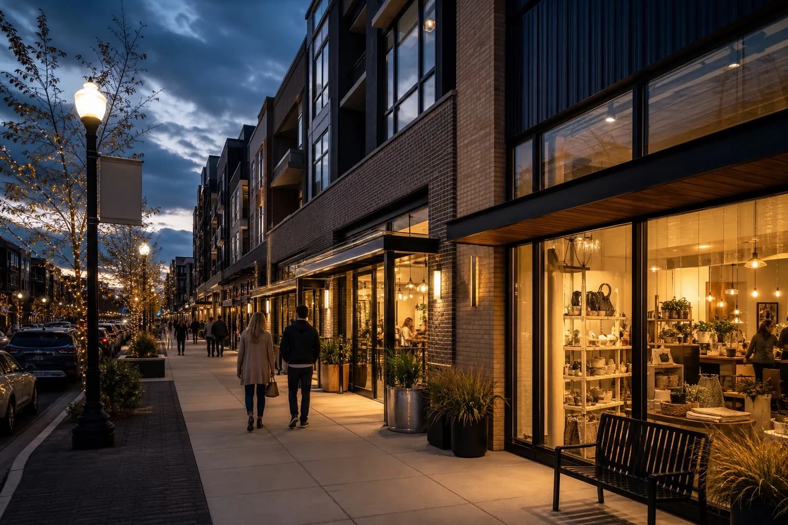 Urban commercial corridor representing competitive local nail salon market coverage