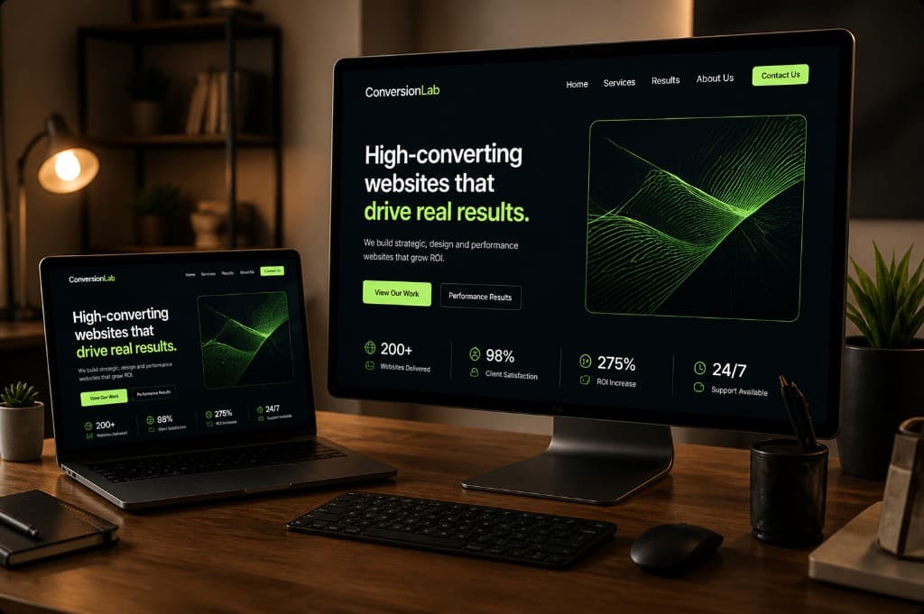 Hand holding a smartphone with a crisp product UI—premium web and mobile experience.