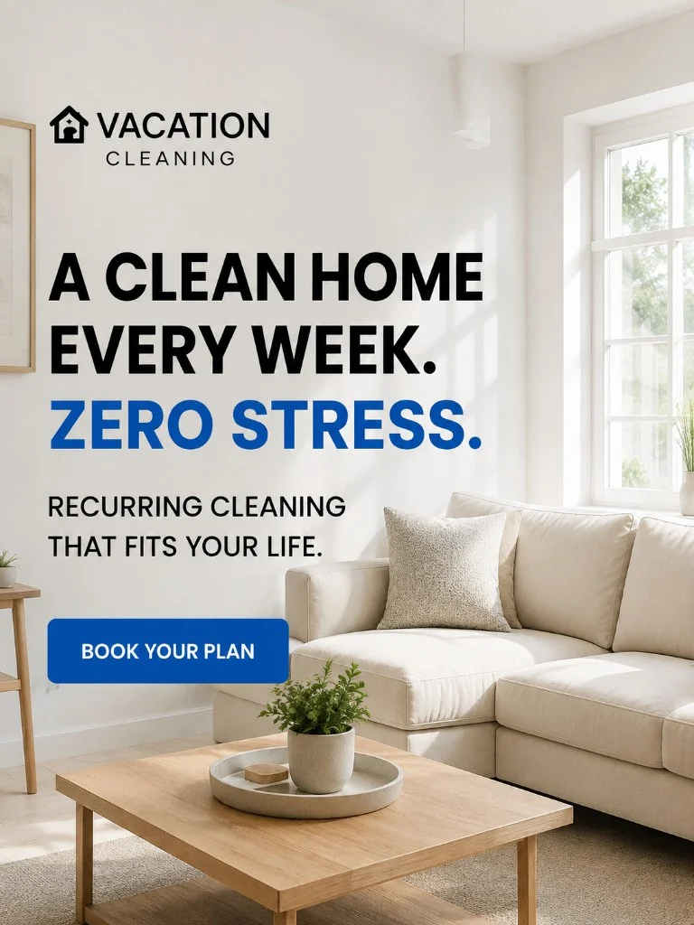 Recurring cleaning plan Meta ad emphasizing a stress-free weekly cleaning routine