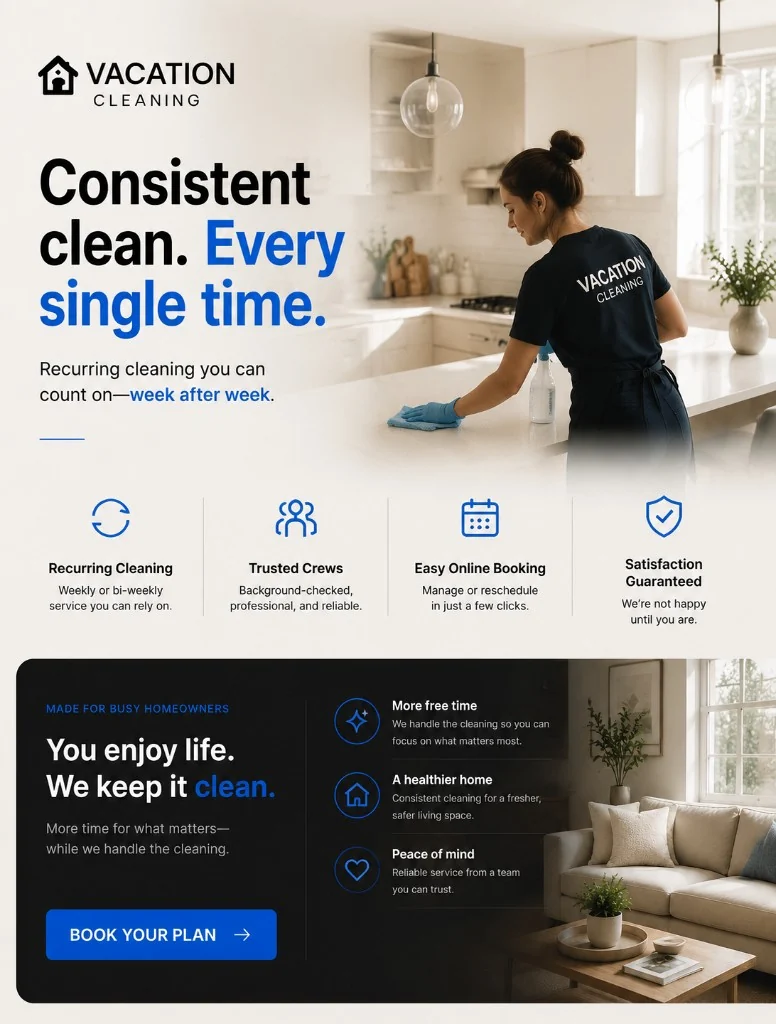 Meta creative promoting weekly and bi-weekly cleaning plan options