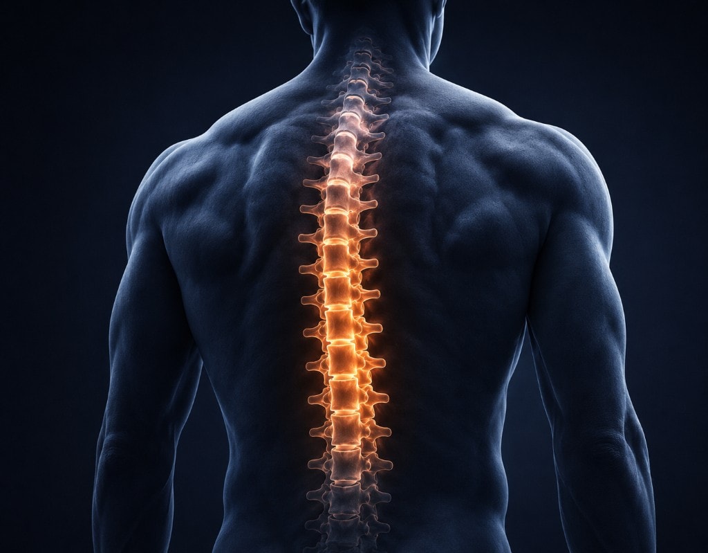 Illustrative anatomical spine visual used in chiropractic landing page concept